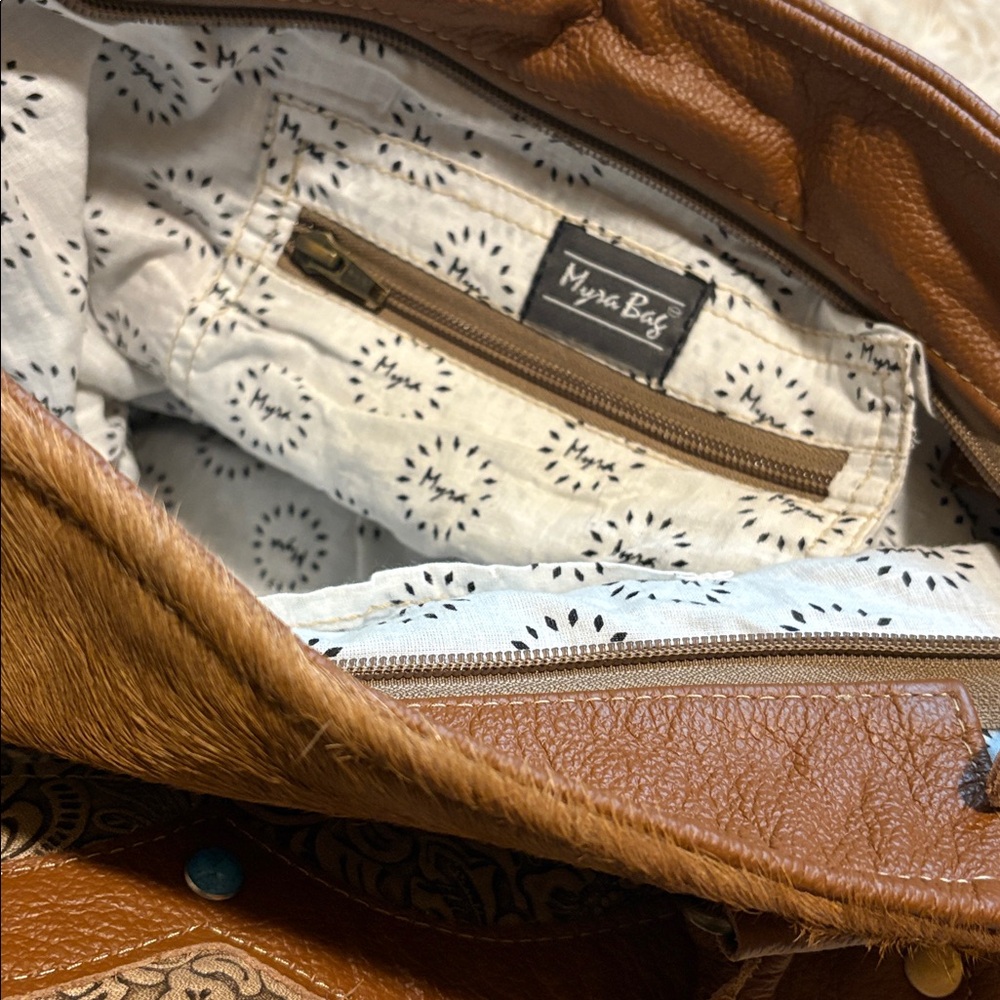 Myra Bag Tan and Brown Shoulder Bag - Picture 5 of 6